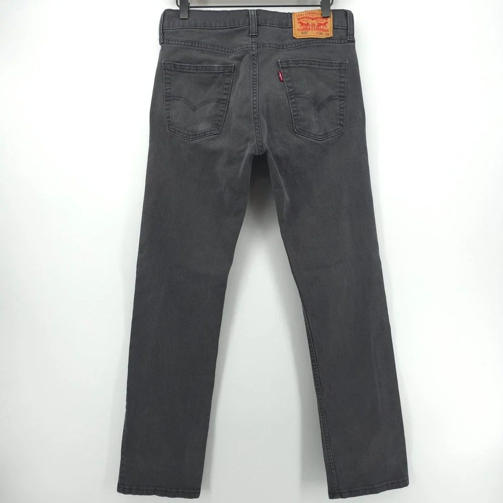 Levis 513 Mens Slim Straight Jeans 30x32 Gray 08513-0947 Stretch Denim